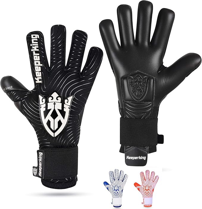 Professional Soccer Goalie Gloves Kids, Boys, Youth, Adult, Men- Football Goalkeeper Glove Strong grip palm protection Giga latex 4mm Double elastic Wrist with Negative cut, Slim(Size 6-11)