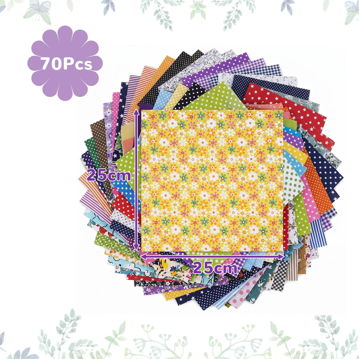 Vanttokeey 70Pcs Cotton Fabric Squares 10 x 10 Inches Quilting Fabrics Bundles Printed Floral Patchwork Sewing Supplies for DIY Crafting (Floral)
