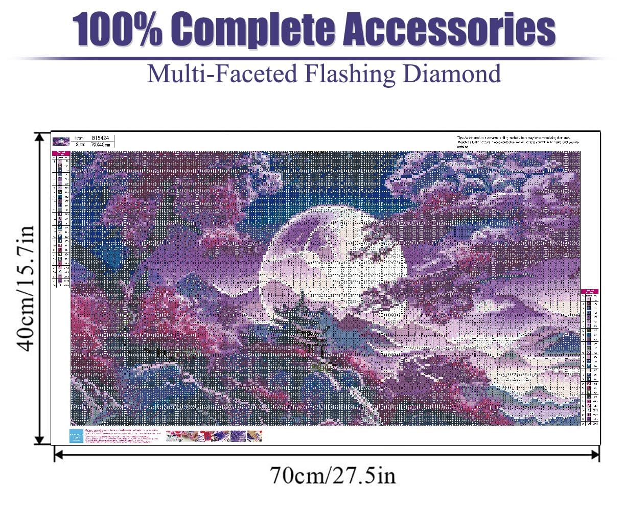 BOHADIY 5D Large Diamond Art Painting,Moon Diamond Painting Kits for Adults,DIY Full Drill Mountain Crystal Rhinestone Arts and Crafts,Tree Gem Art Painting with Diamond Home Wall Decor27.5 X 15.7inch