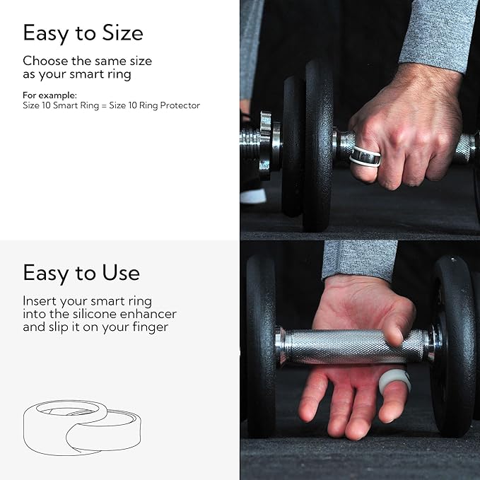 Rinfit Smart Ring Protector - Silicone Ring Enhancer for Active Lifestyle and Gym - StyleFit U.S. Design Patent - Stone, Size 9