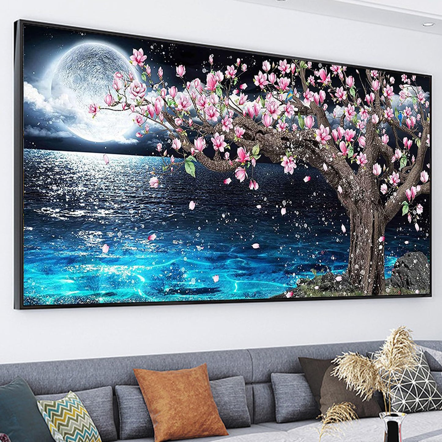 YALKIN Square 5D Diamond Painting Kits for Adults, Summer Night Large Diamond Art Kits Full Drill Diamond Painting Kit for Adult Beginners, DIY Picture Art for Home Wall Decor 40x70CM/15.8x27.6in