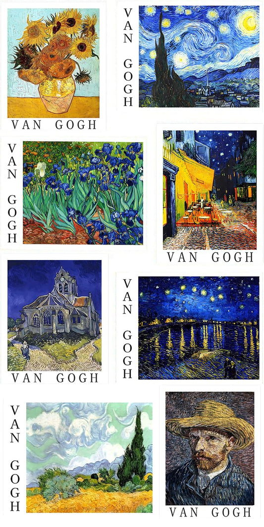 Diamond Painting Kits for Adults - 8 Pack Van Gogh Sunflower Irises Café Terrace at Night DIY 5D Diamond Art Kits Full Drill Diamond Dots Paintings with Diamonds Gem Art and Crafts Home Decor 12x16 in