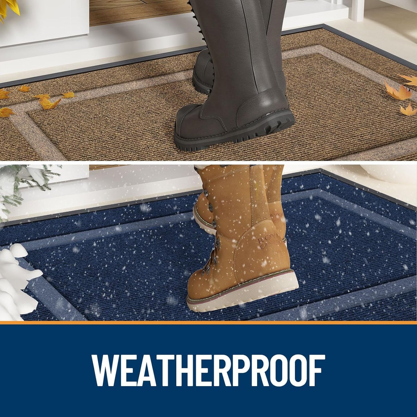 OLANLY Waterproof Front Door Mat - All-Season Indoor/Outdoor Doormat, Easy Clean, 36x24, Wine Red