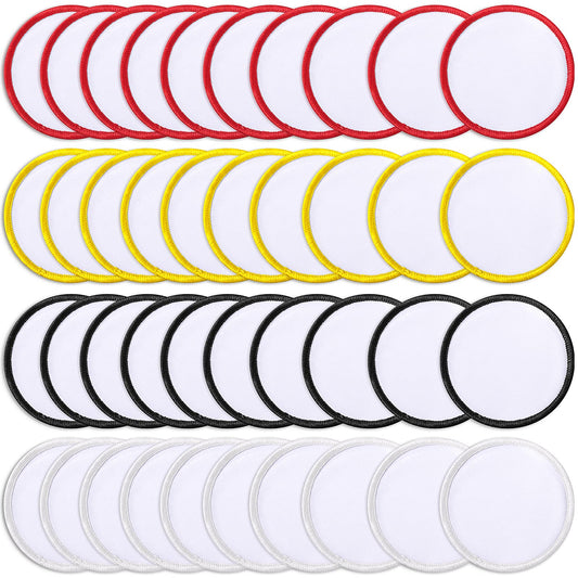 40 Pieces Iron on Round Sublimation Patch Blank Fabric Circle White Patch Circle White Patches Heat Transfer Repair Blank Patches for Clothes, Hats, Uniforms, Backpacks, Shoes