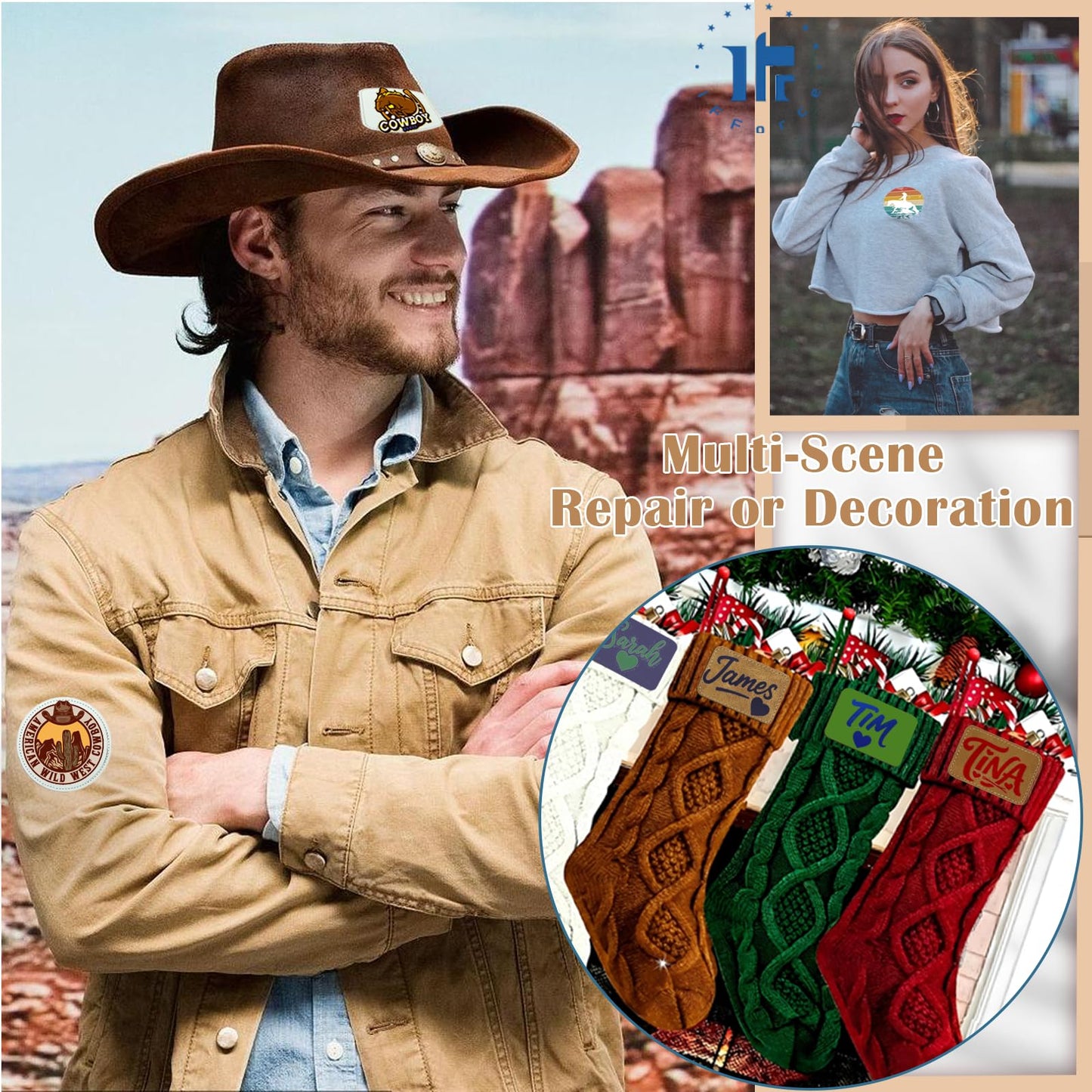 iFForce Full Sublimation Blank Leatherette Patches Without Border - 30 Pcs Waterproof Smooth Glossy PU Iron on Hat Patches - Rectangle Rounded Rectangle Round Patches for DIY Hat & Clothes Business