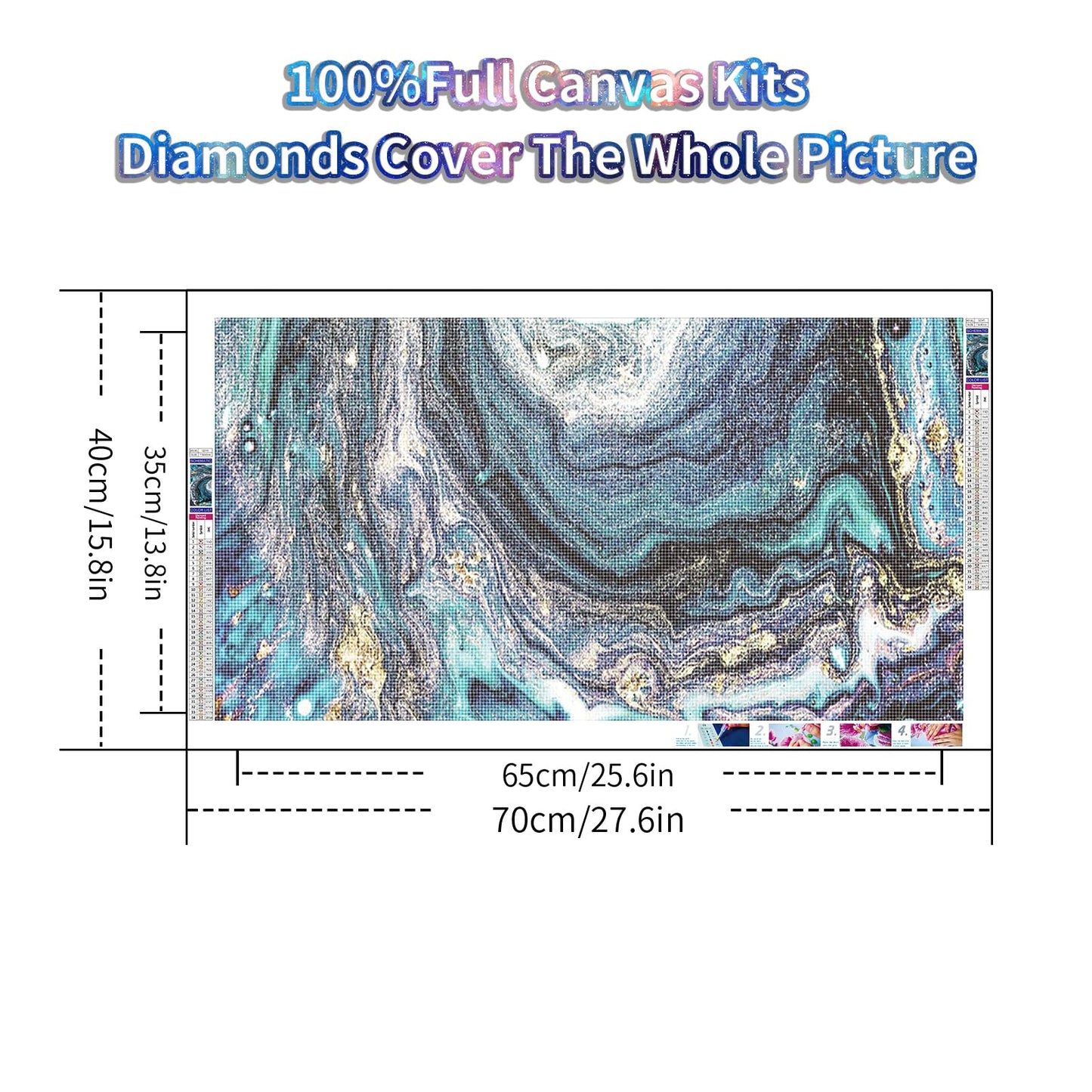YALKIN Square 5D Diamond Painting Kits for Adults,Abstract Large Diamond Art Kits Full Drill Diamond Painting Kit for Adult Beginners, DIY Crystal Picture Art for Home Wall Decor 40x70CM/15.8x27.6in