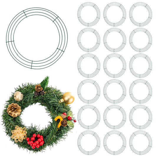 MUKCHAP 20pcs 12 Inch Wire Wreath Frame, Green Wire Wreath Frames Rings, Round Metal Wreath Form for DIY Crafts, Weddings