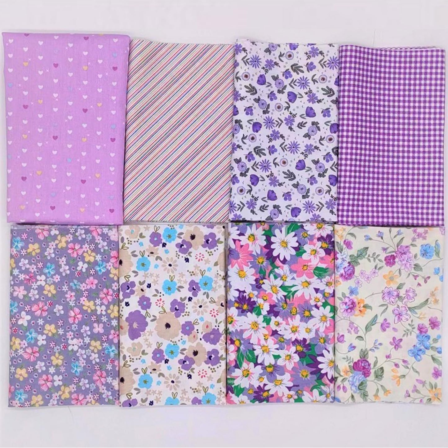 ARUDYREV 32Pcs 10x10Inch Sewing Supplies Purple Fabric By The Yard,Pink Canvas Patches