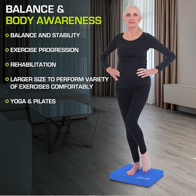 ProsourceFit Exercise Balance Pad ??Non-Slip Cushioned Foam Mat & Knee Pad for Fitness and Stability Training, Yoga, Physical Therapy