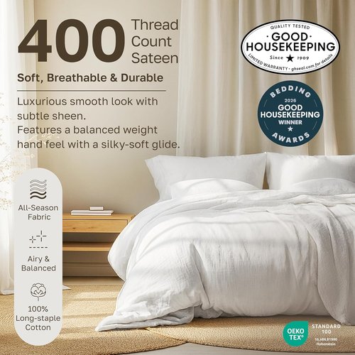 California Design Den King Size Bed Sheets Set - 400 Thread Count, Silky Smooth Sateen, Deep Pockets - Silver