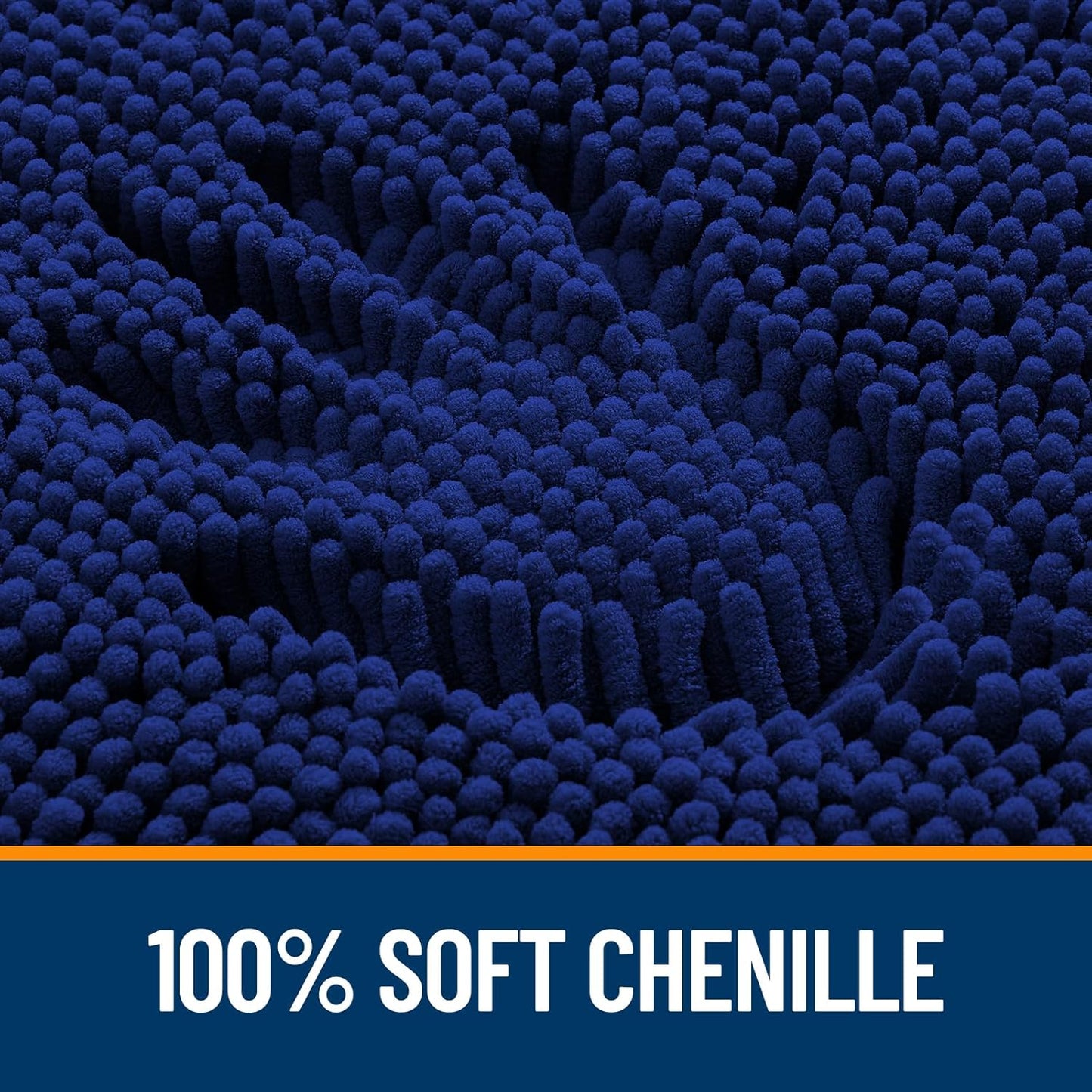 OLANLY Bathroom Rugs - Extra Soft Chenille Bath Mats with Rubber Backing | Quick Dry, Machine Washable, Navy 35x24