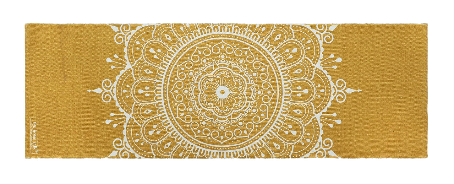The Home Talk Yoga Mat, 100% Organic Foldable Thick Mat for Travel, Yoga Mat for Exercise with Carry Strap, Skid Free Yoga Block for Pilates, Training Mats Cotton Weave, 24"x72" - Yellow