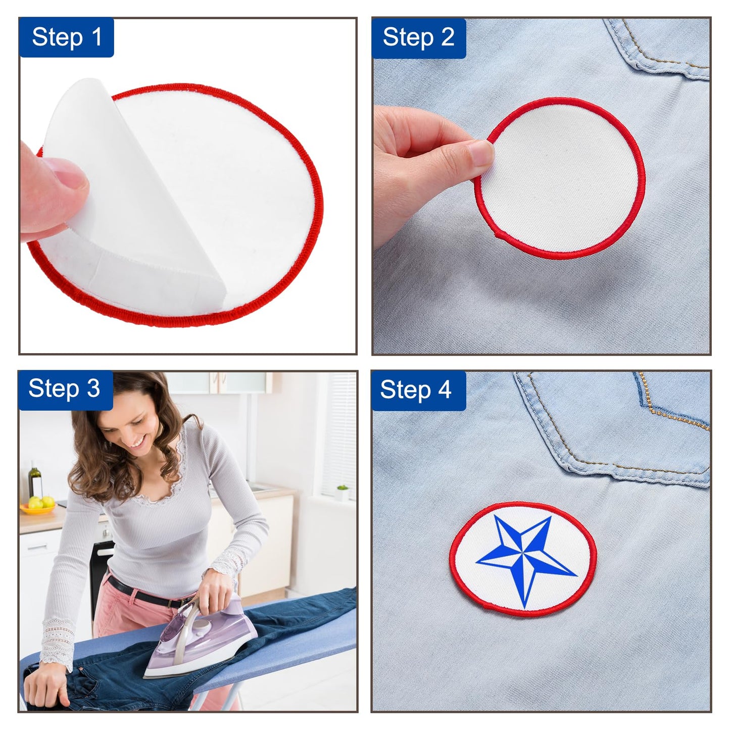 MECCANIXITY 40pcs Sublimation Patch Blank, 10x6cm/3.94x2.36 Inch Oval Rectangle Fabric Iron-on Blank Heat Transfer Repair Patch for DIY Crafts Caps Clothes, White with Yellow Border