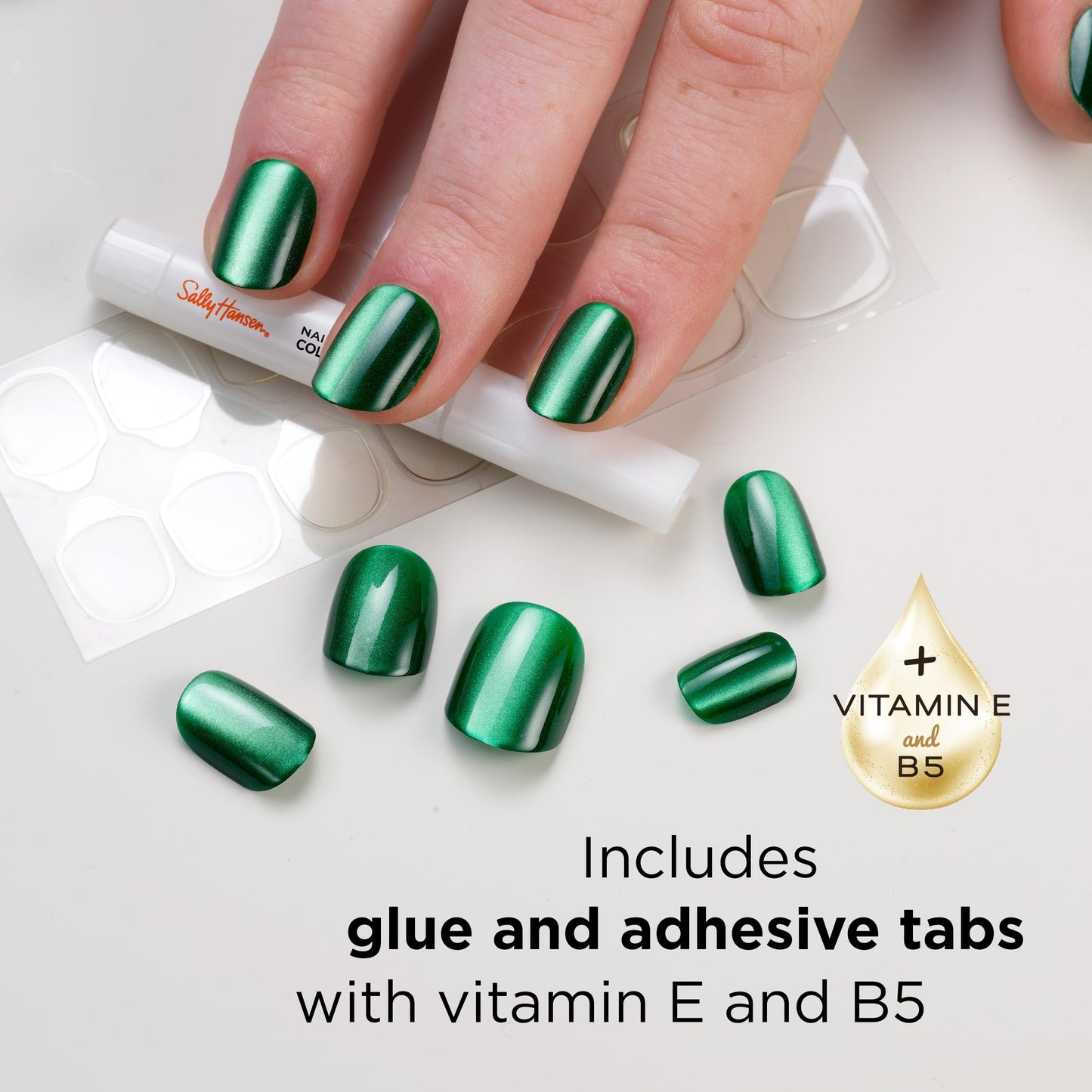 Sally Hansen Salon Effects Perfect Press-On Nails | Sq-oval Shape | Easy to Apply, Non-Damaging | 30 Nails, Nail Glue, Adhesive Tabs, File | Lunar Eclipse