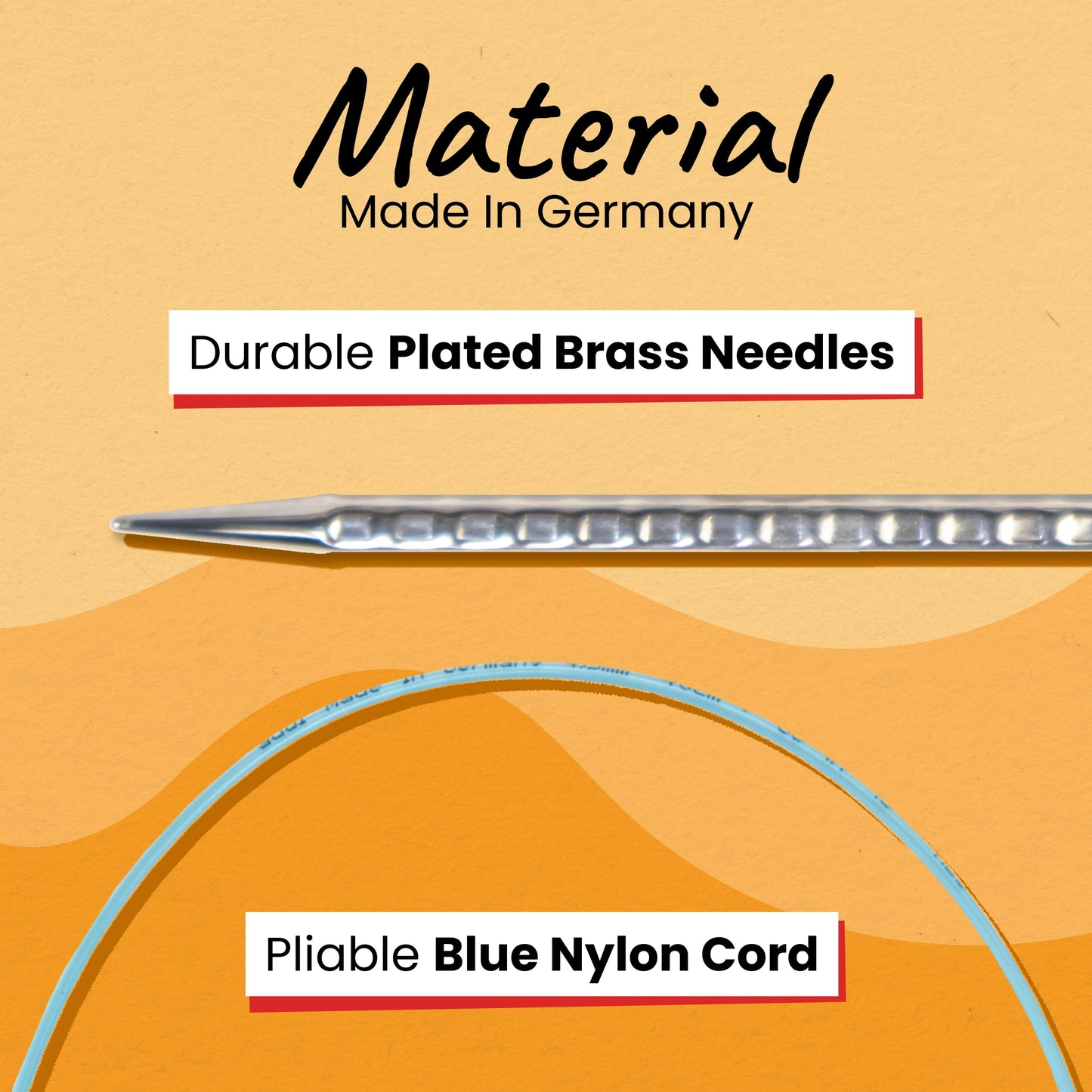skacel by addi Rocket 2 (Squared) Circular Knitting Needles, Fixed 16 Inch (40 cm) Plated Brass Tips with Flexible Nylon Cord, 4 mm (US Size 6)