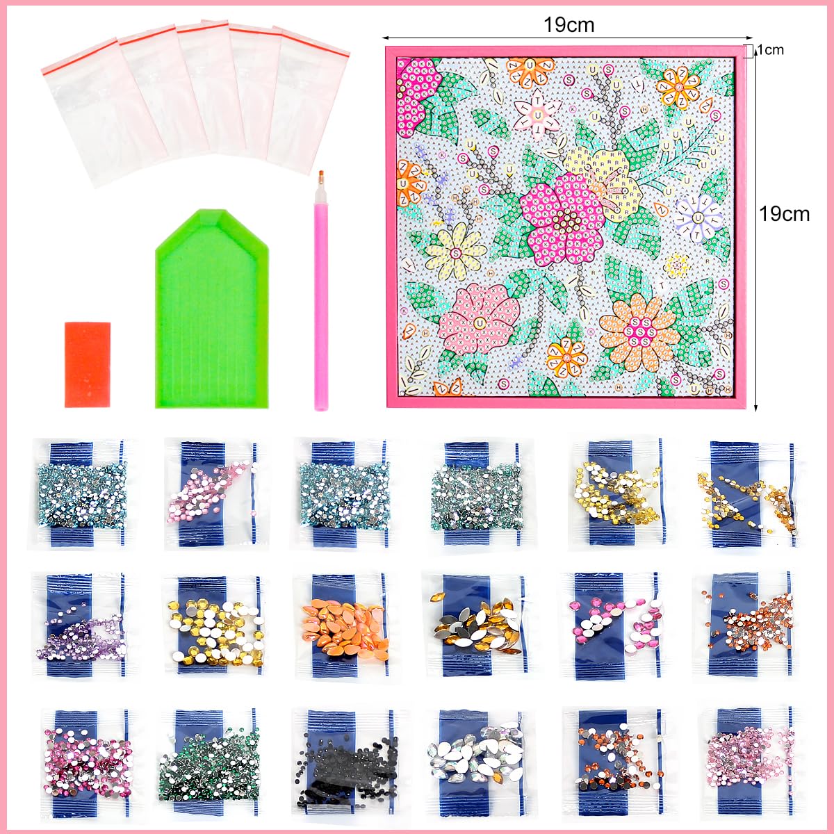 ZUYUSUT Blossomy Flower Diamond Art Painting Kits for Kids with Wooden Frame Girls Art Crafts Rhinestone Gem by Number Kits for Home Wall Decoration