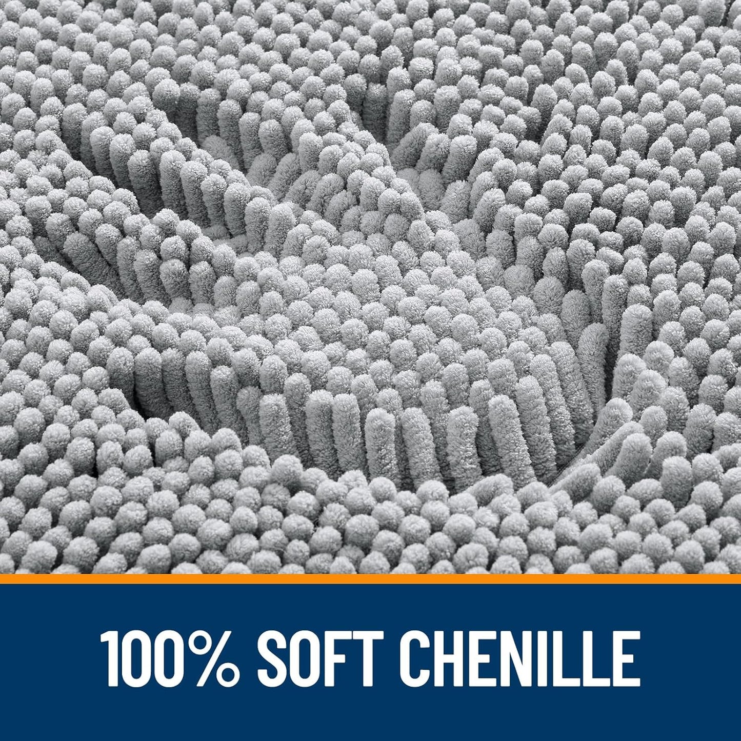OLANLY Bathroom Rugs - Extra Soft Chenille Bath Mats | Quick Dry & Machine Washable, 36x24, Light Grey
