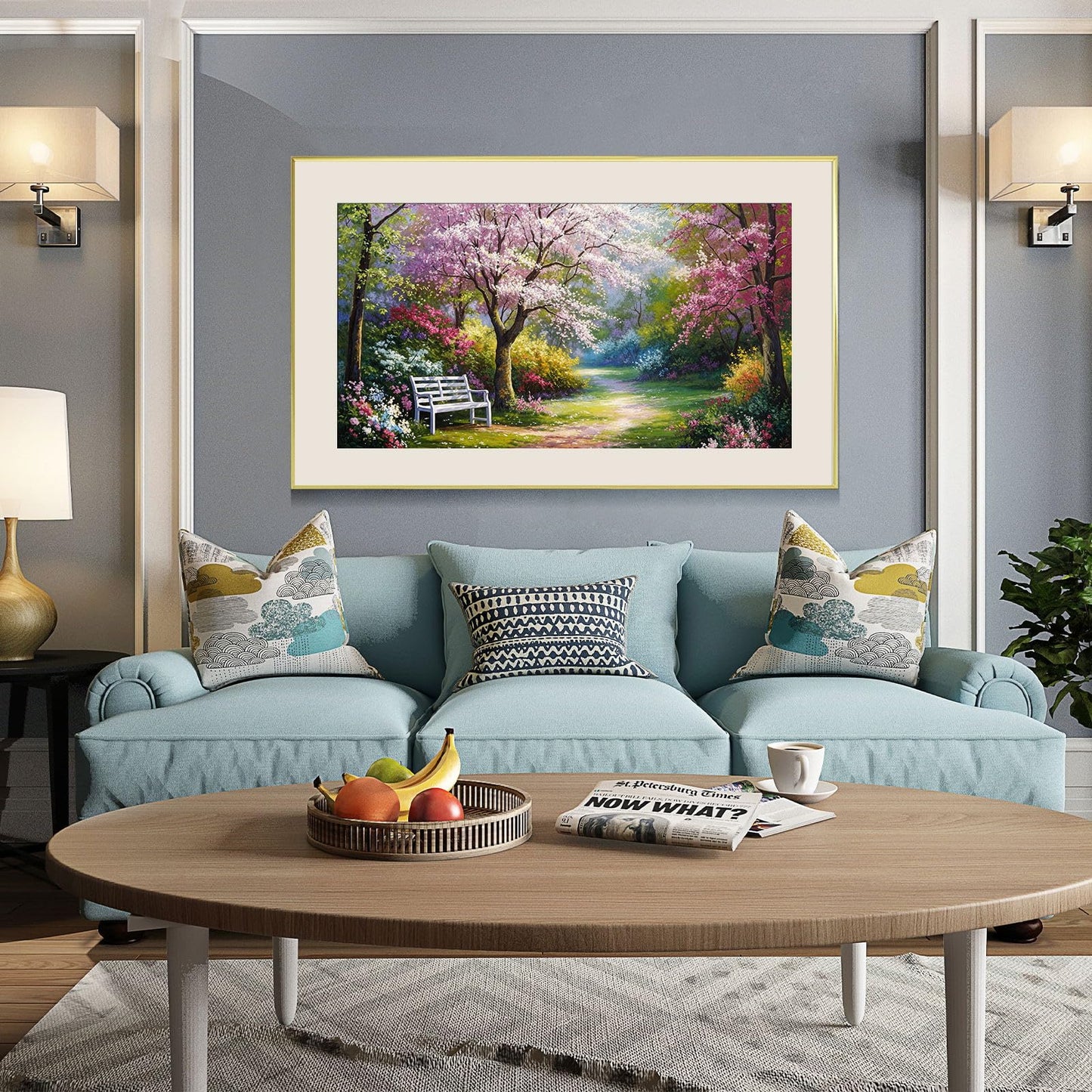 JOOZ Flowers Diamond Painting Kits for Adults 5D Large Landscape Diamond Painting Kit for Adults Full Drill Trees Diamond Painting Kits Gem Art Kits for Home Wall Decor 27.5x15.7Inch