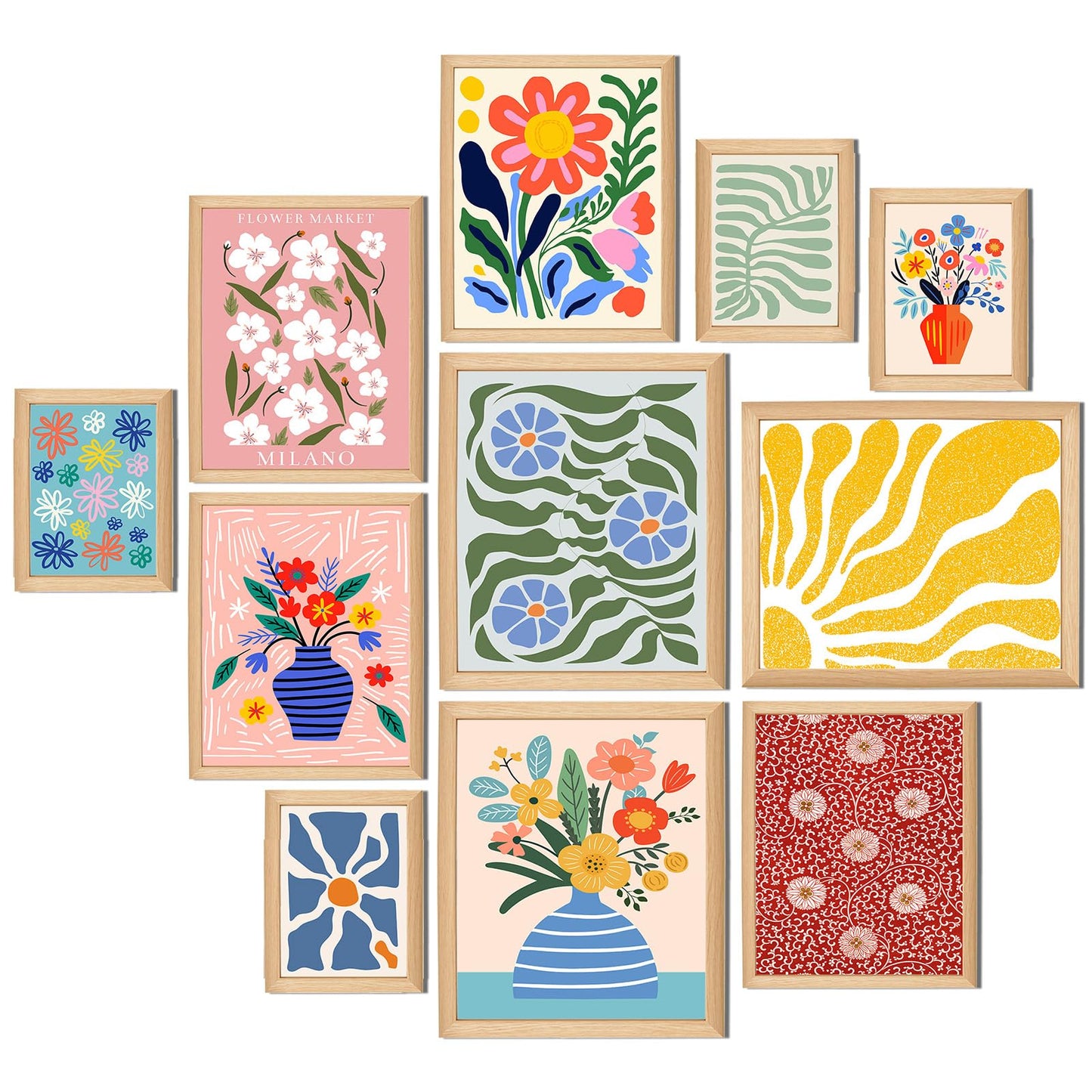 Yerliker 11 Pcs Floral Diamond Art Kits for Adult Diamond Painting Kits Flower Aesthetic Wall Crafts Aesthetic Room Decor 5D Art Set DIY Craft for Beginner Home Wall Gift 3 Size