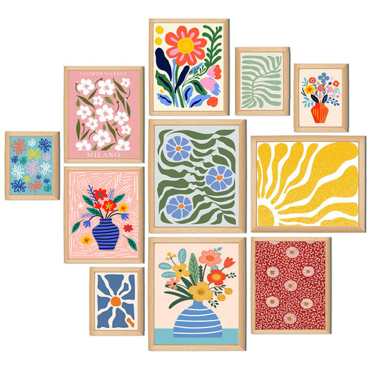Yerliker 11 Pcs Floral Diamond Art Kits for Adult Diamond Painting Kits Flower Aesthetic Wall Crafts Aesthetic Room Decor 5D Art Set DIY Craft for Beginner Home Wall Gift 3 Size