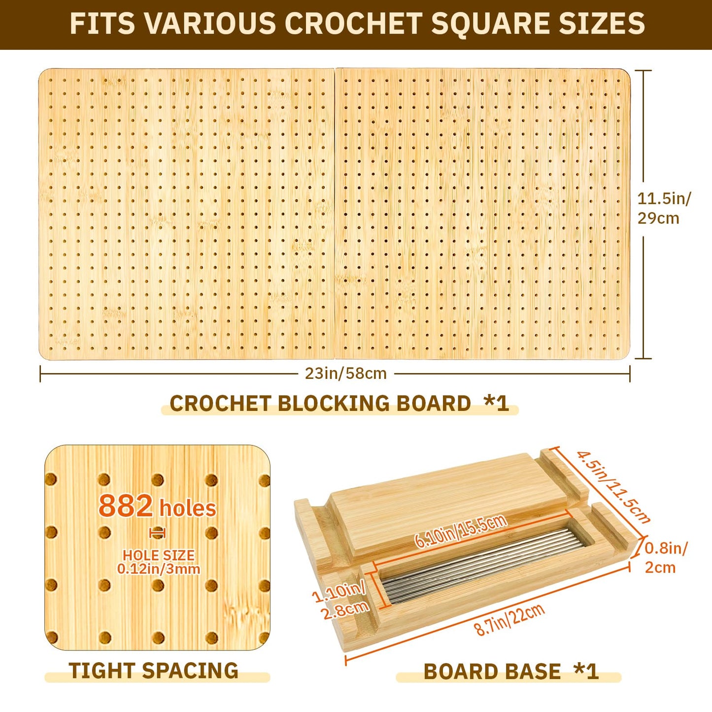 Crochet Granny Square Kit & Blocking Board Bundle