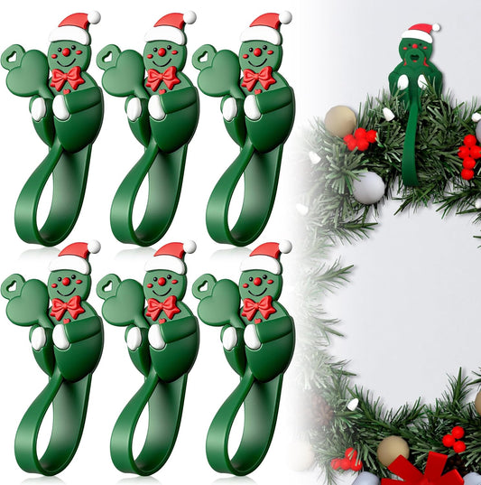 Skiennix Christmas Garland Hangers - Reusable Silicone Stocking Holders for Fireplace & Mantle | Large Green 6 Pack