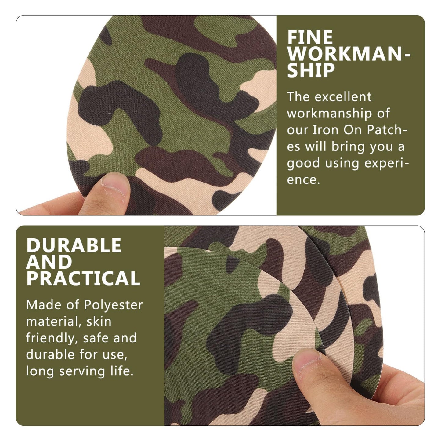 VILLCASE 10pcs Camo Iron On Patches for Clothes, Fabric Camouflage Repair Patches for Holes, Iron-on Knee & Elbow Patch for Jeans, Jackets, Pants (5.7" x 4.3")