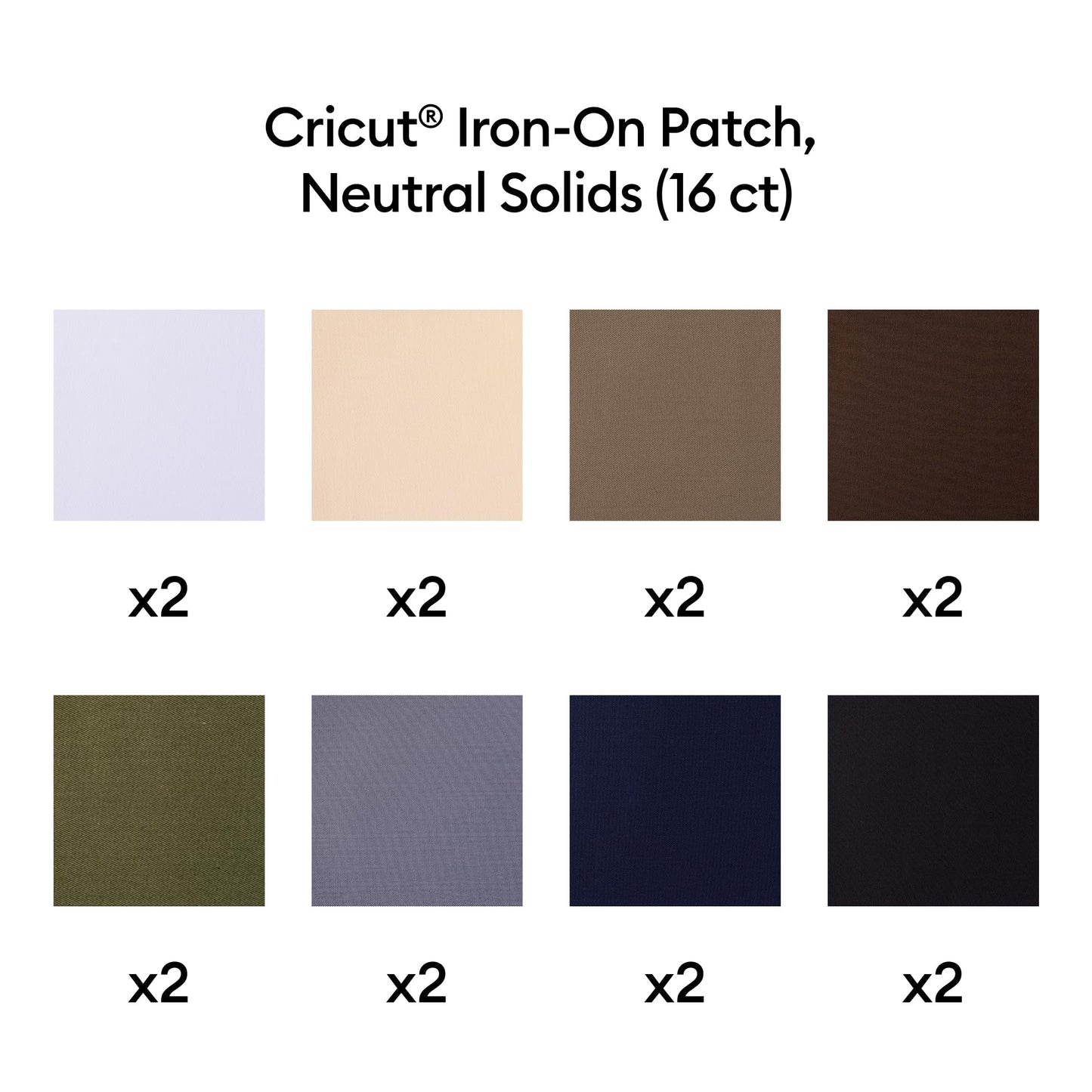 Cricut Iron-On Patch, Neutral Solids - 4 in x 6 in (16 ct) - Repair or Customize Clothing - Machine Washable - No Sewing Needed