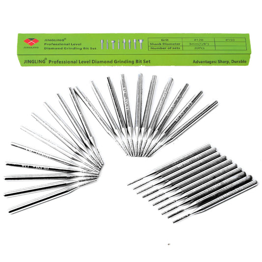 JINGLING 30 Pcs 1mm Diamond Drill Bits for Stone Ceramic Glass Lapidary Supplies 1/8 inch Shank for Dremel Tool Jewelry Making Kit