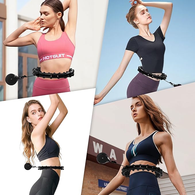 Weighted Hula Infinity Fitness Hoop for Adult Weight Loss, 2 in 1 Smart Fitness Workout Hula Circle Hoops with 28 Links(53 Inch), Exercise Fit Hoop Suitable for Women and Beginners