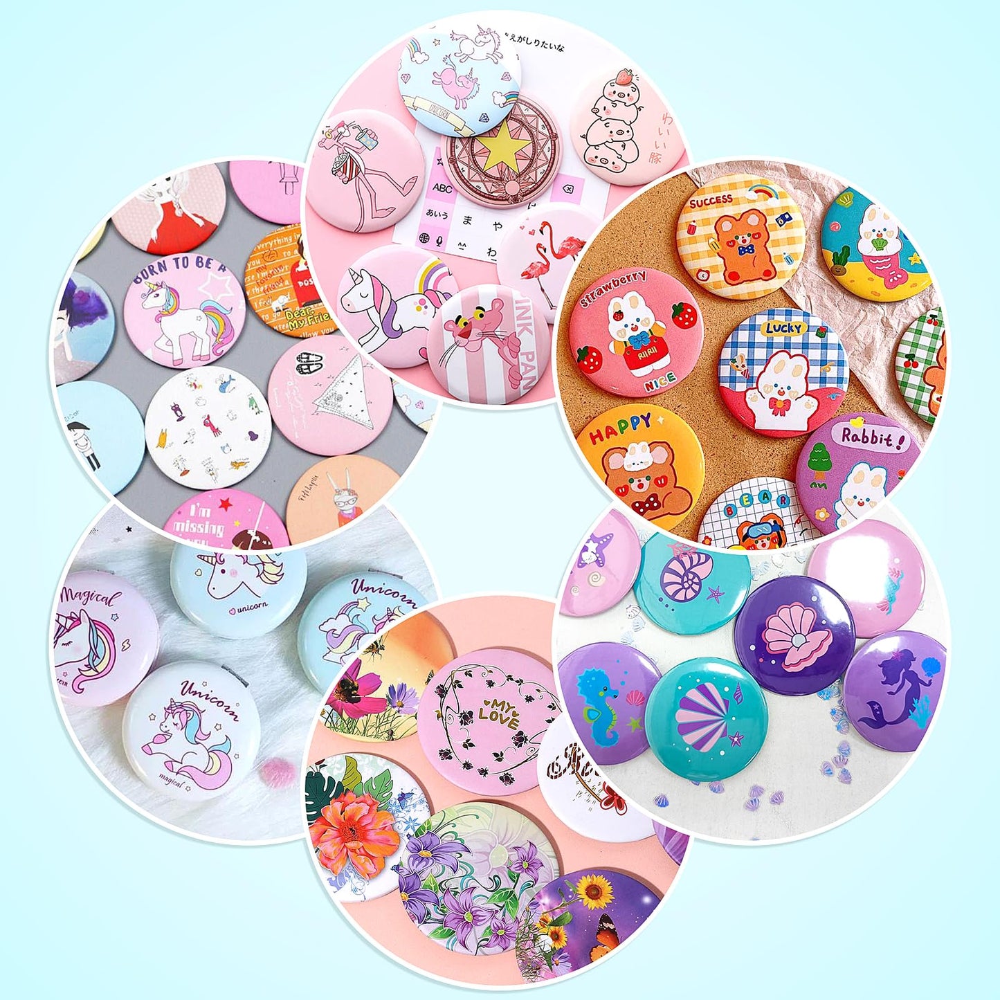 100 Sets Button Maker Supplies, 75mm/3 inch Button Supplies, with Metal Needle Back Cover, Metal Cover, Transparent Film and Blank Paper, Suitable for Button Making Machine and Pin Maker Press