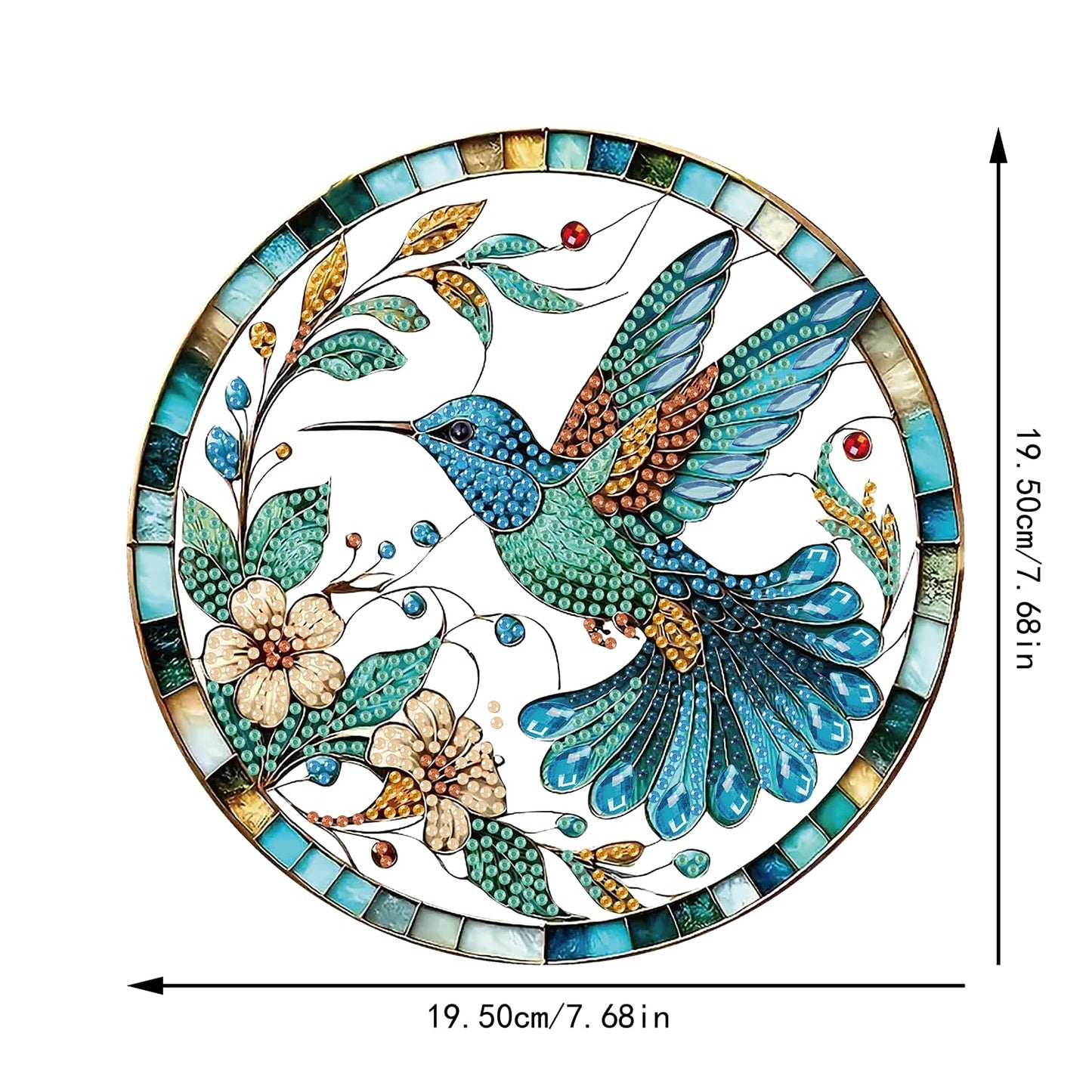AIBOERL Diamond Art Hanging Kit for Adult,Special Shaped Rhinestone,Double Sided 5D DIY Acrylic Diamond Art Painting Window Pendants Home Garden Wall Hanging Kits Hanging Ornament (Hummingbird)