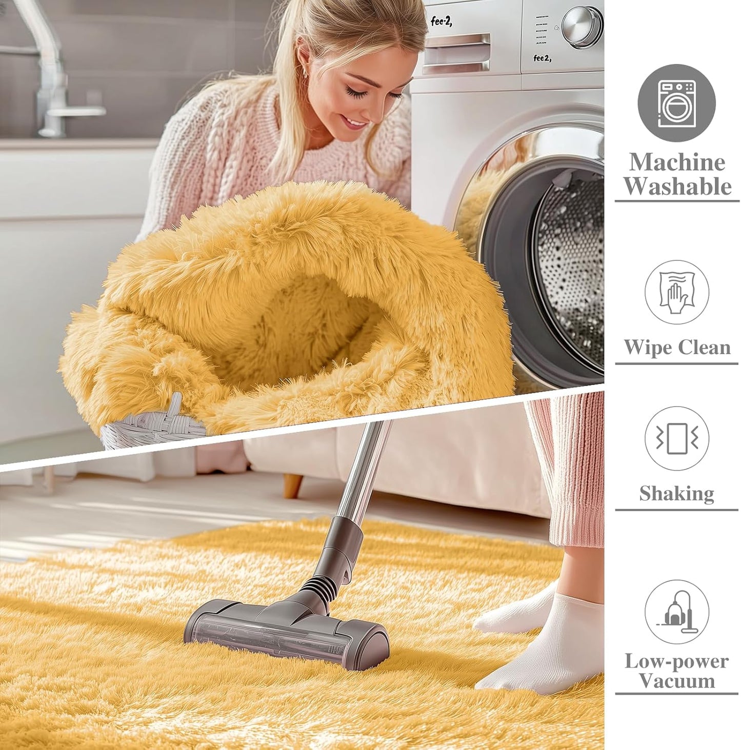 OLANLY Large Area Rug - Soft Fluffy Shaggy Carpet for Living Room & Bedroom | 5x8 Mustard Yellow