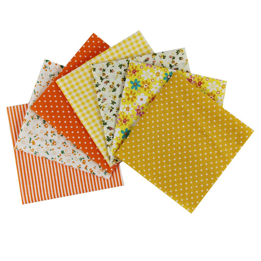aufodara 7pcs 20” x 20” Cotton Fabric Squares Patchwork Bundle Making Supplies Quilting Weight 120 g/m² for Sewing Quilt DIY Artcraft Handwork (Yellow)