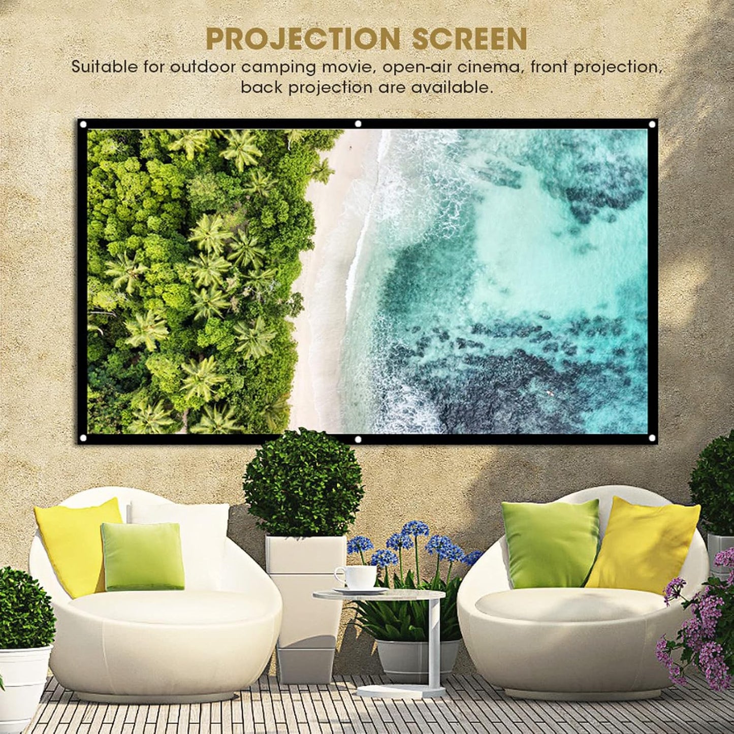 Tbest 120 Inches 16:9 Screen(120 inches) Leinwand Beamer Folie,Projector Screen Thicken Portable Non Crease Soft White