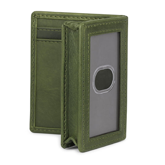 TheAntiq Premium Leather Card Wallet, RFID Blocking Expandable Business Card Case, Bifold Card Holder for Men and Women, Men's Purse, Wallet for Men (Business Card Wallet, Green)