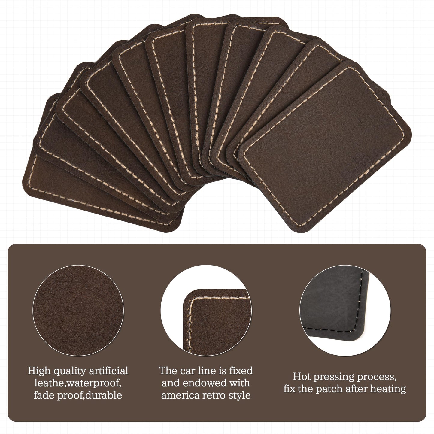 BUVKHMX Faux Leather & Leatherette Hat Patches - 30 Pack Blank Laserable Patches with Adhesive Backing for Customization, Fabric Repair, Sewing & Laser Engraving Supplies (3 x 2 Inch)