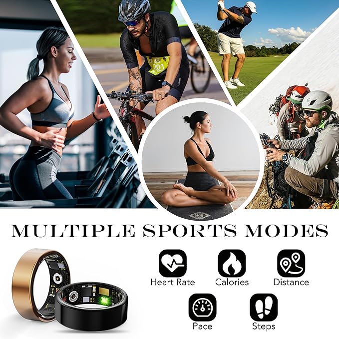 Smart Health Ring for Women Men Fitness Tracker with Heart Rate, Blood Oxygen, Blood Pressure, Sleep Monitoring, Step Counting, IP68 Waterproof for iPhone and Android, No Subscription Fee, Silver #7