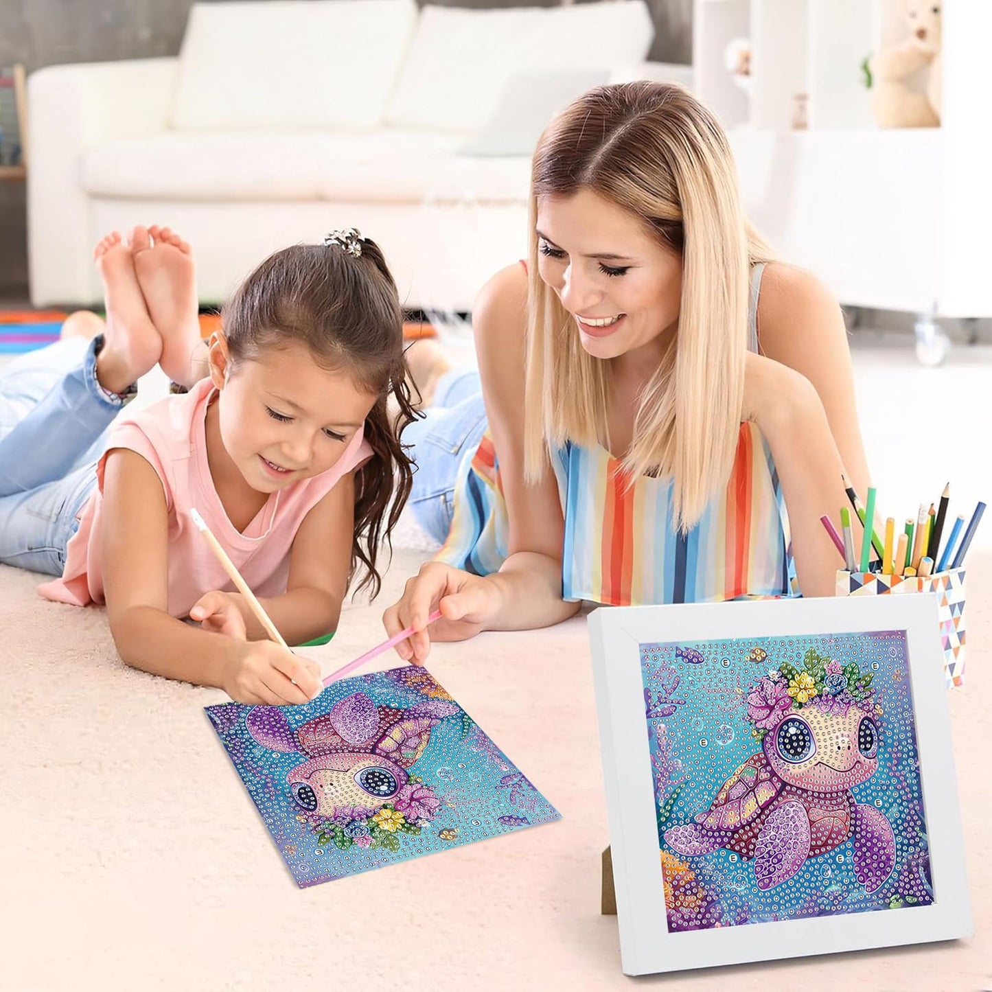 LCOZX 6x6 Inch 5D Diamond Painting Kits for Kids, 6 Pack Animal Full Drill Diamond Art, DIY Crafts for Beginners, Home Wall Decor, No Frame