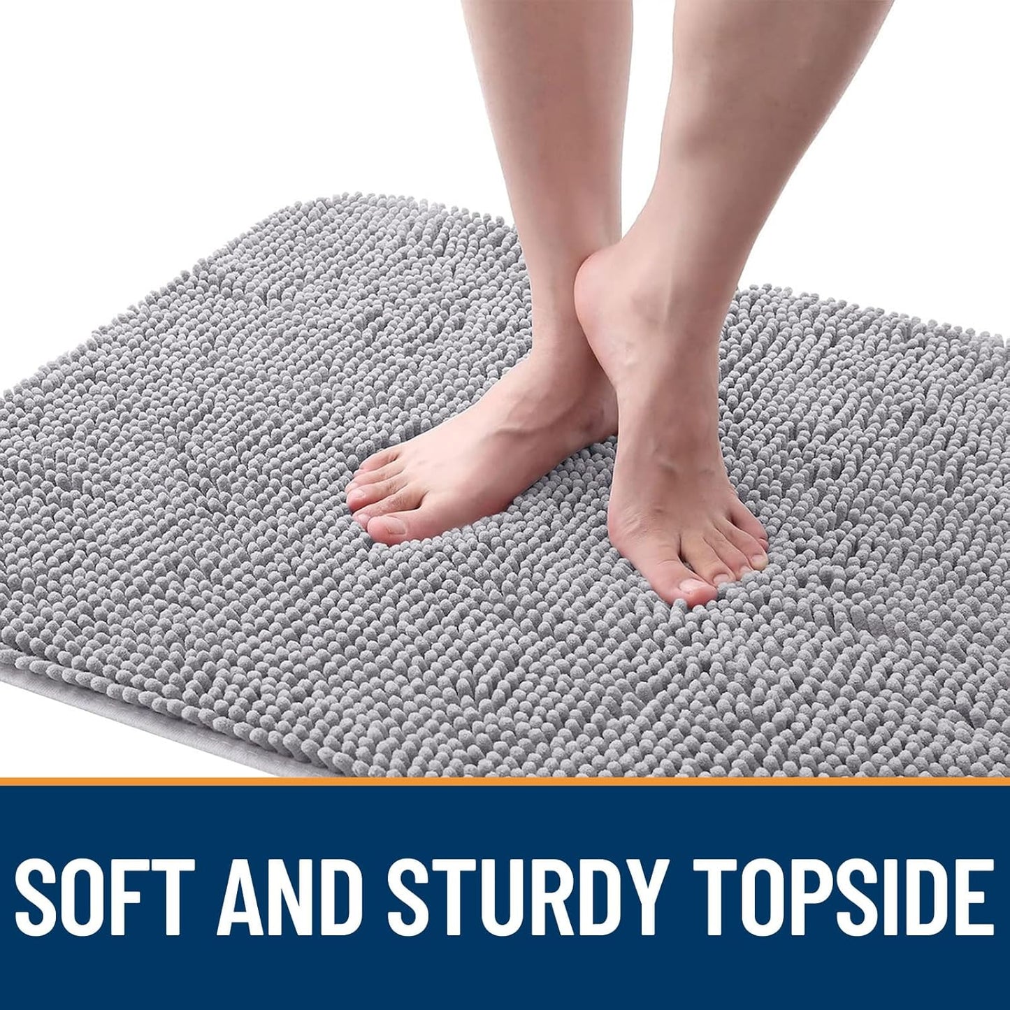 OLANLY Dog Door Mat - Absorbent Non-Slip Mud Mat for Indoor Use | Quick Dry Chenille, 24x16, Light Grey