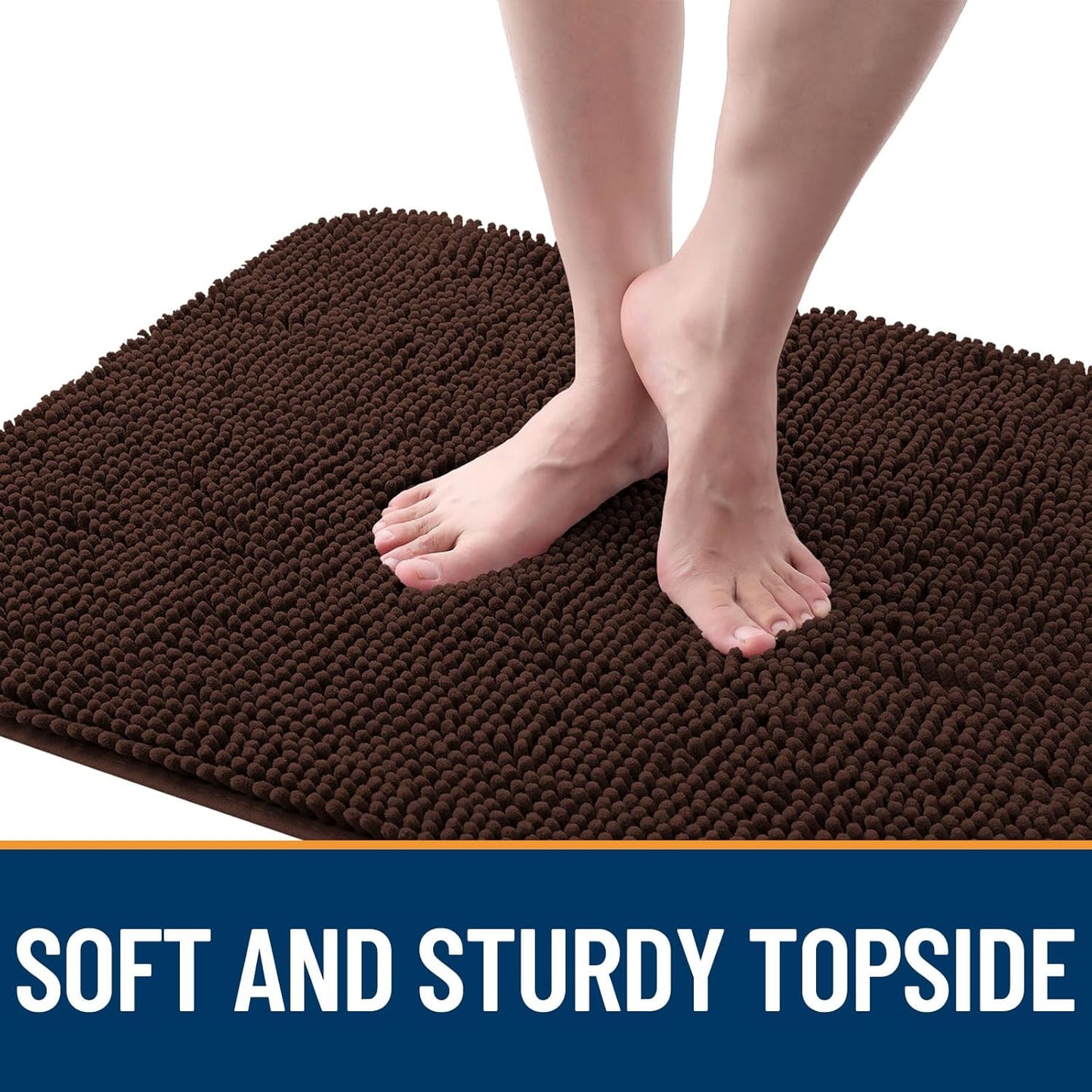OLANLY Dog Door Mat - Absorbent Non-Slip Chenille Mat for Muddy Paws | 59x24 Inches, Brown
