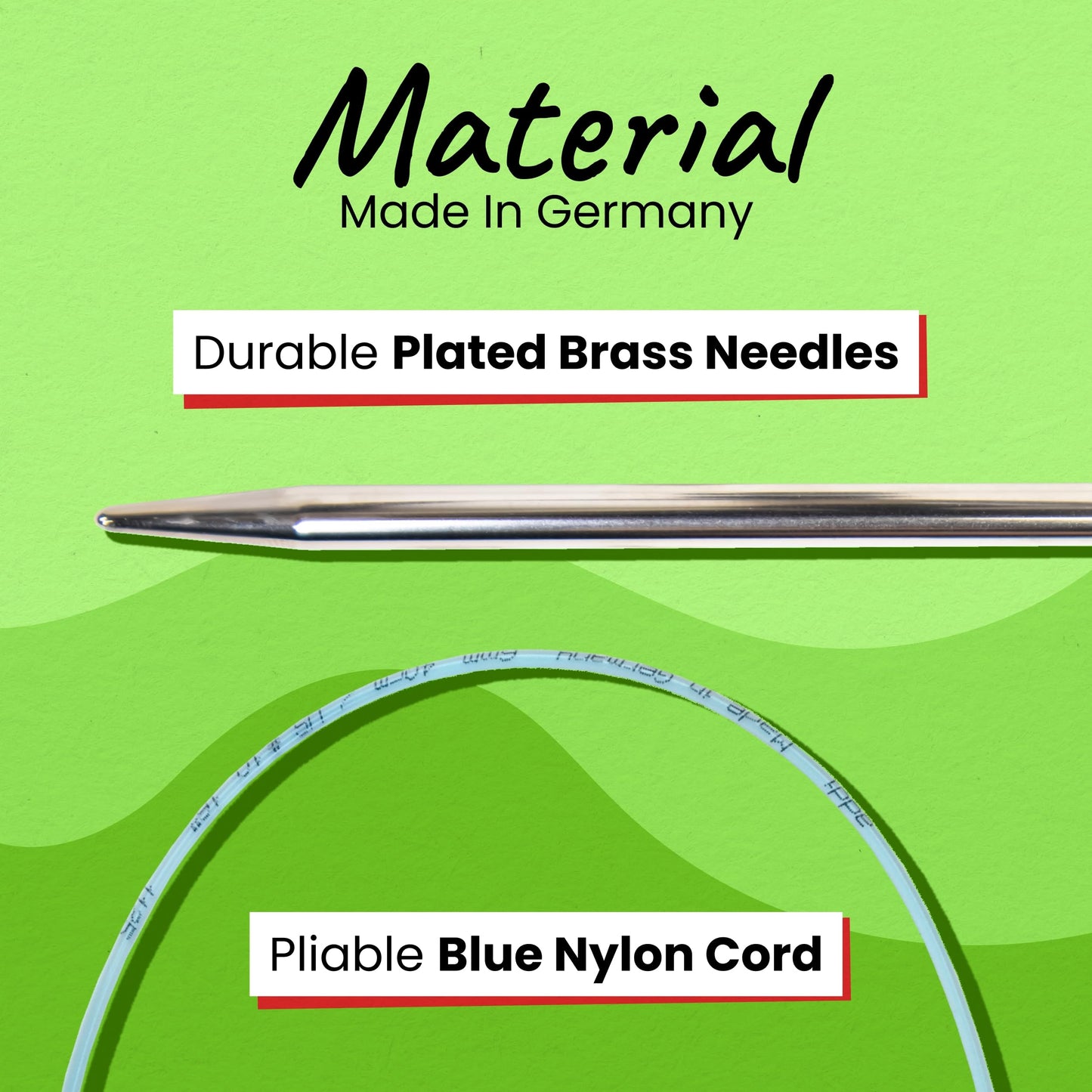 skacel by addi Turbo Circular Knitting Needles, Fixed 20 Inch (50 cm) Plated Brass Tips with Flexible Nylon Cord, 2 mm (US Size 0)