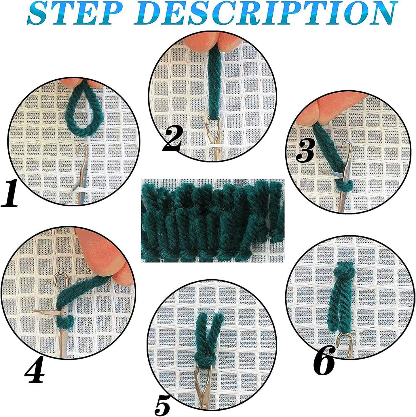 Black and White Cat Cute Latch Hook Rug Kit for Adults DIY Carpet Cushion with Printed Canvas Crochet Yarn Craft Hook and Latch Tapestry for Home Decor Pets Warm Pads 52x38cm(2)