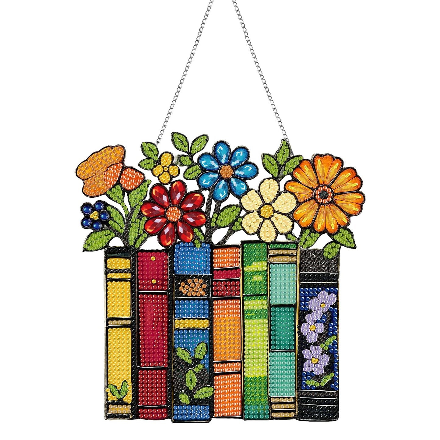 Book Hanging Diamond Art Kits for Adults, Flowers Diamond Art Suncatchers, 5D Gem Art, Sun Catchers Indoor Window Acrylic DIY Crafts for Gift Home Decor