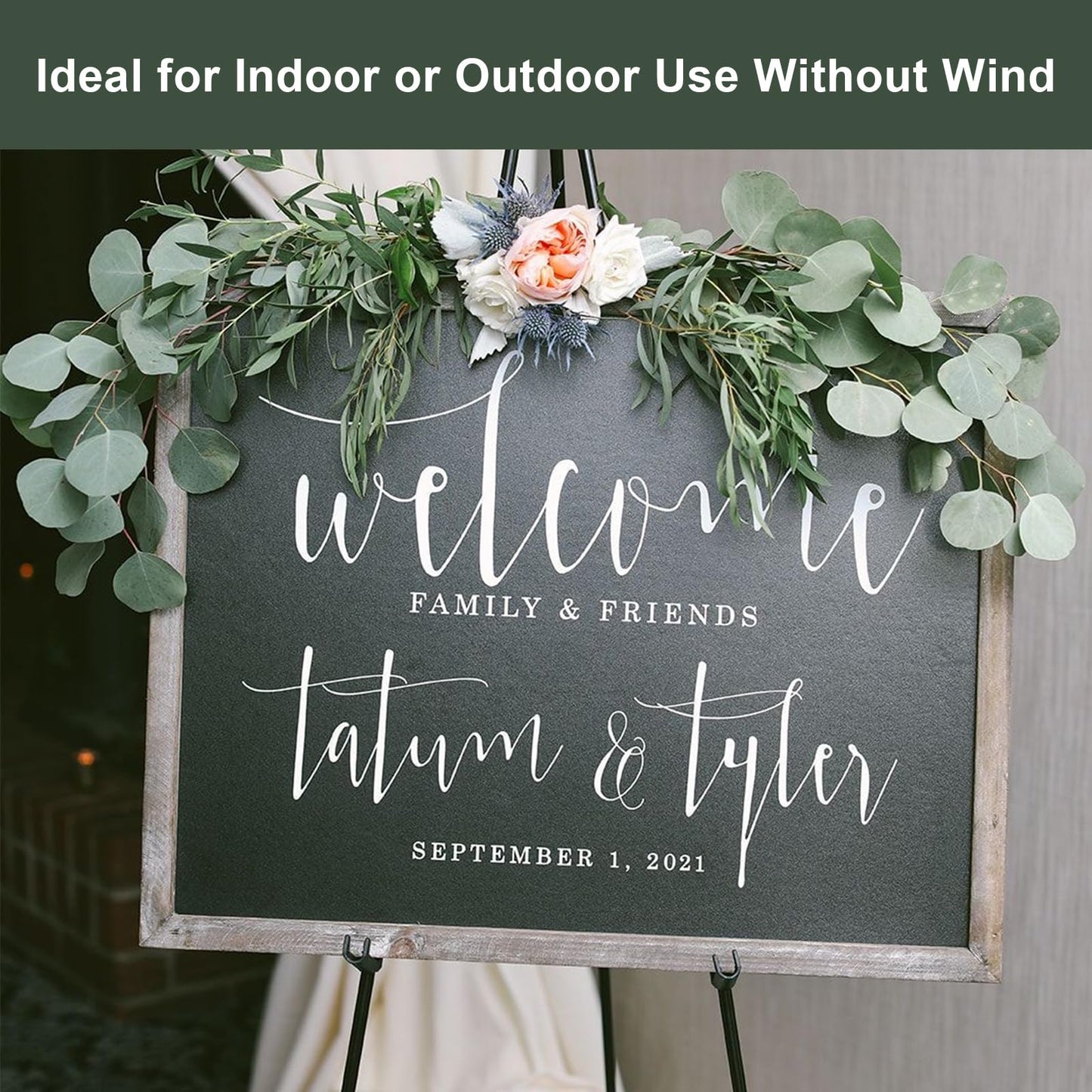 DANMO Easel Stand for Wedding Sign Poster 63'' Instant Display Easel for Floor Adjustable Metal Art Easel Black
