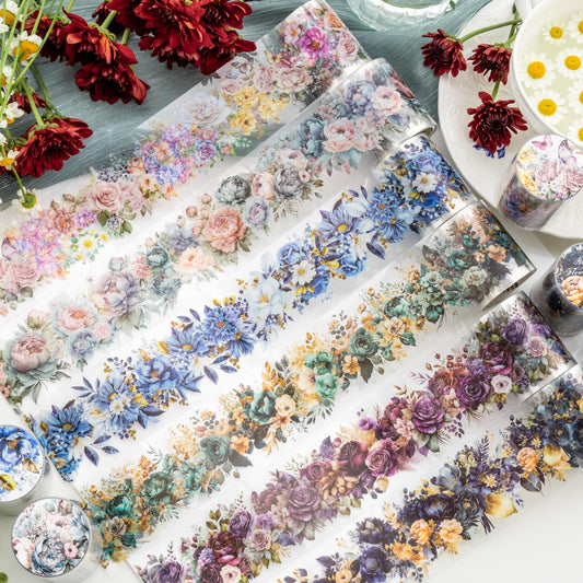 Alideco 6pcs Decorative Adhesive Tapes Botanical Landscaping PET Tape Great for Bullet Journal Supplies, Arts, Scrapbook, DIY Crafts, Planners (fanhuasiji)