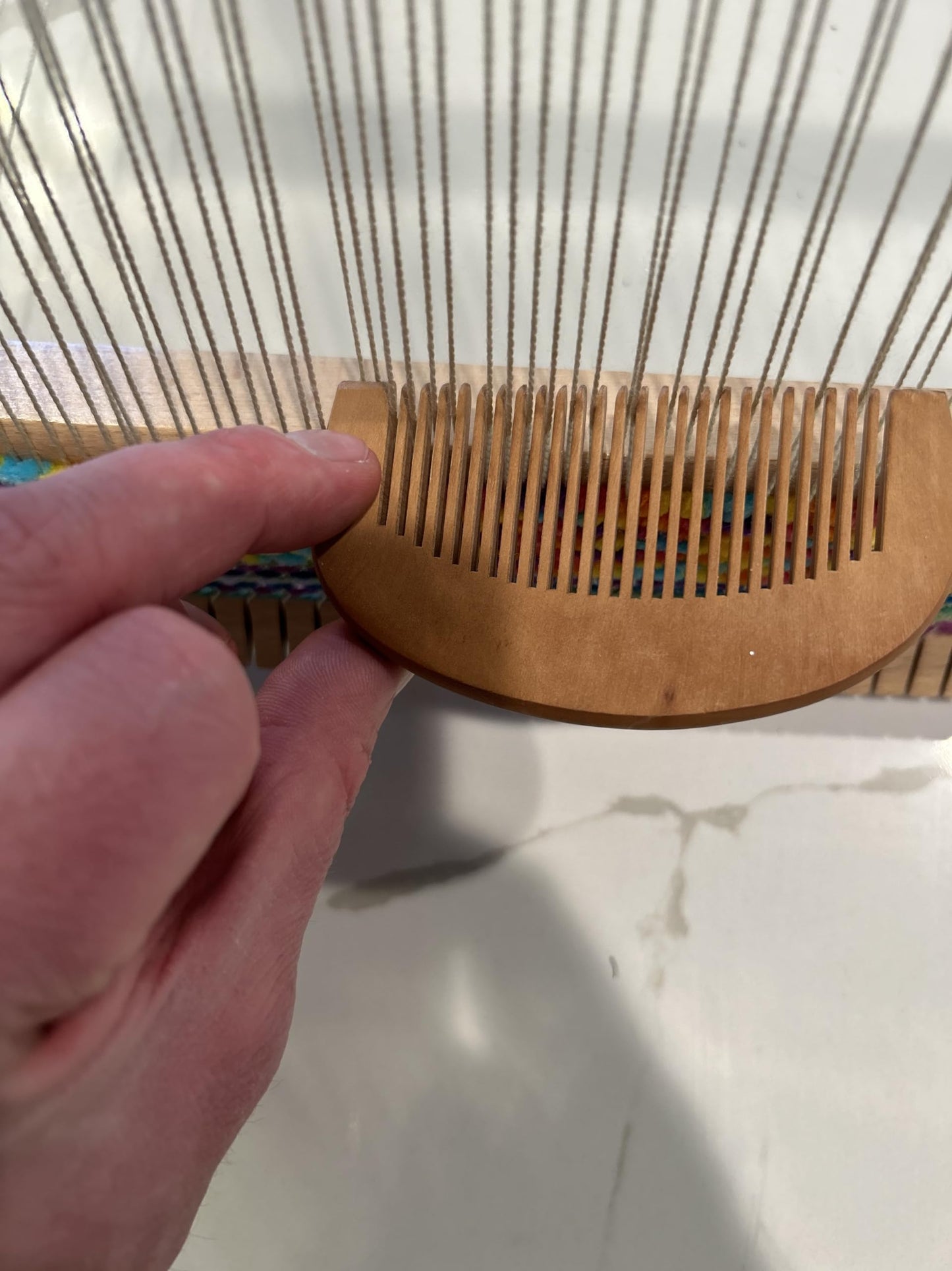 Fireside Crafts Solid Wood Table-top Weaving Loom, 25.2" H x 19.3" W Extra Large Frame, Solid Maple with Sturdy Metal fastenings, Comb, Shuttle, Hanging Rod, Weaving Loom for Aspiring hobbyists.