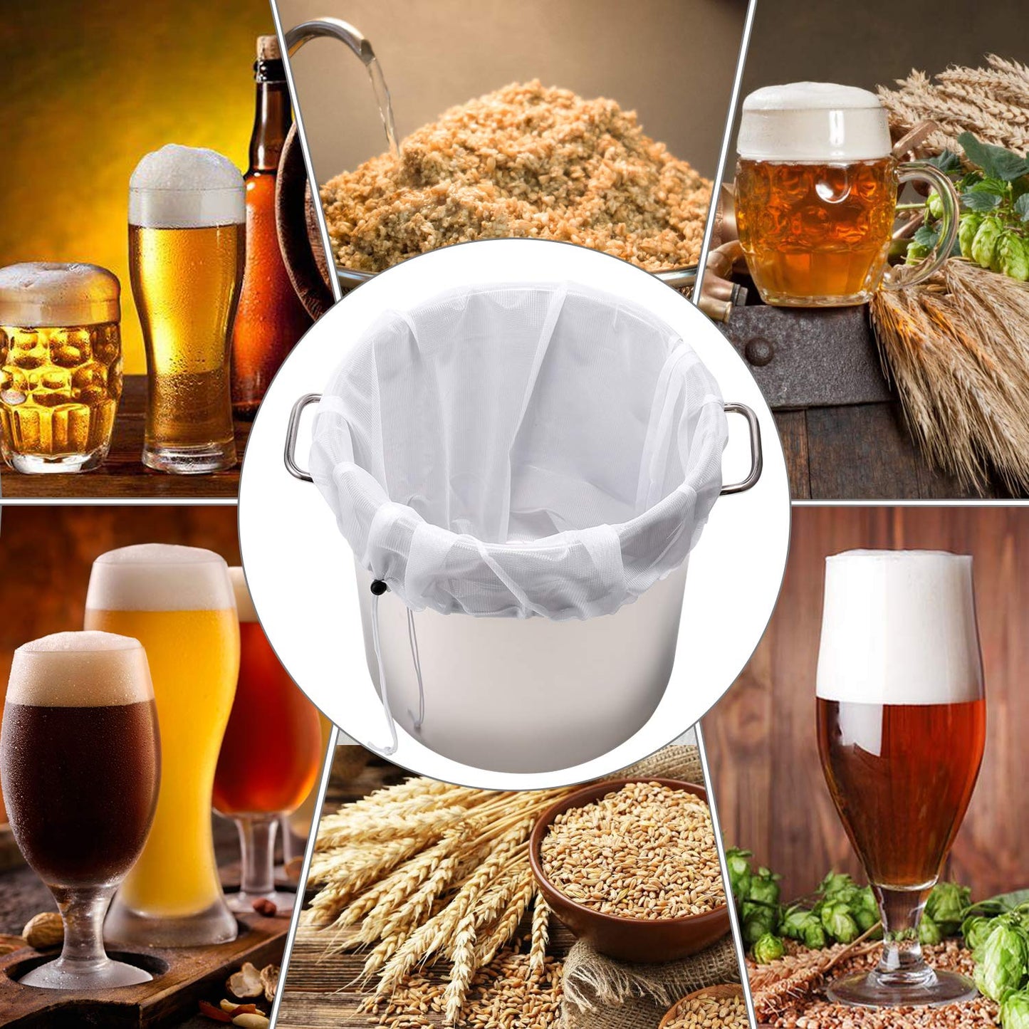 Brew Bags Reusable 3 Pack, Extra Large 26"x22" Fine Mesh Strainer Bag for Home Brewing Hops Grains Wine Beer Making Drawstring Straining Brew in a Bag
