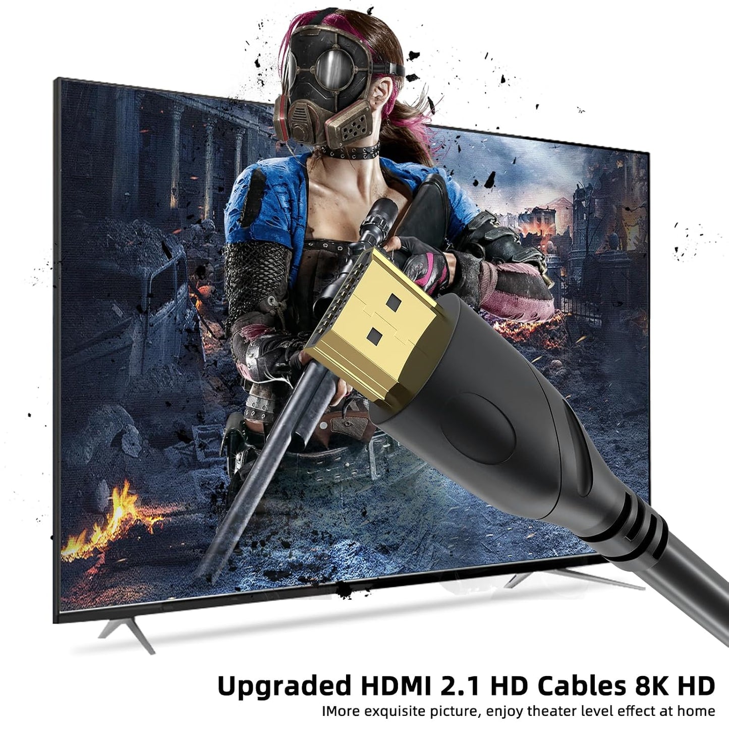 Jorenca 8K 6ft, 48Gbps 2.1 8K@60Hz 4K@120Hz,eARC, 3D,Compatible PS5, 4K HDMI Cable Ultra High Speed HDMI Cord,Gold