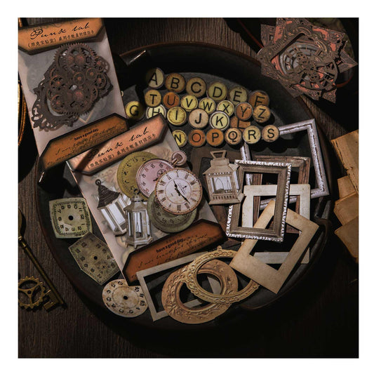 Vilikya 120pcs Steampunk Junk Journal Supplies, Small Vintage Scrapbook Materials Paper for Journaling Kit, Scrapbooking Ephemera, Punk Collage Cards for Dark Academia Home Room Decor
